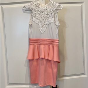 White and peach peplum dress